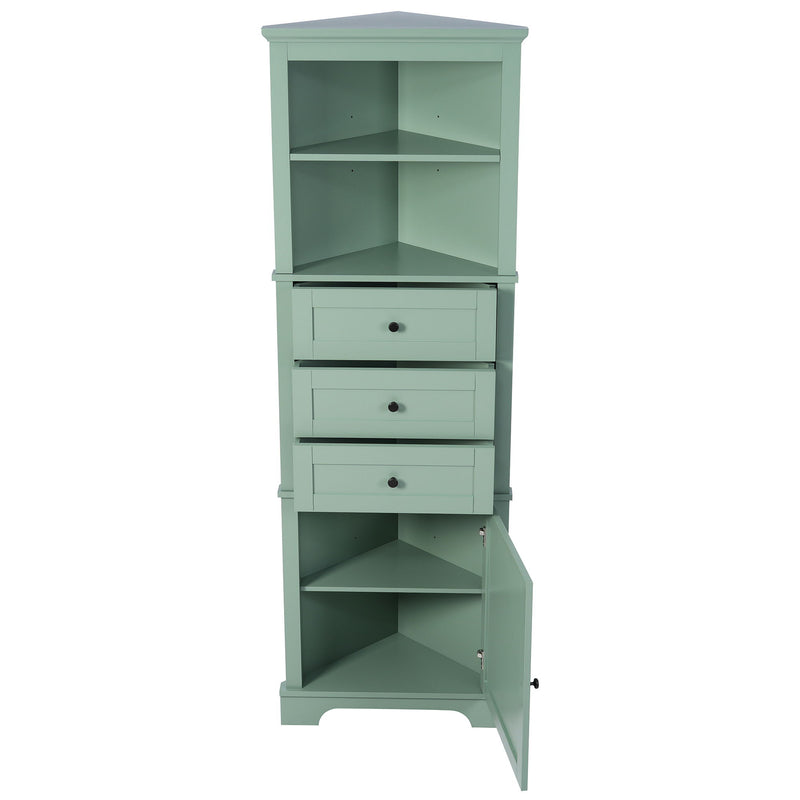 Tall Storage Cabinet With 3 Drawers And Adjustable Shelves For Bathroom