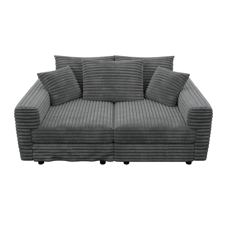 Convertible Deep Seat Sofa With Soft Pillows And Ottomans