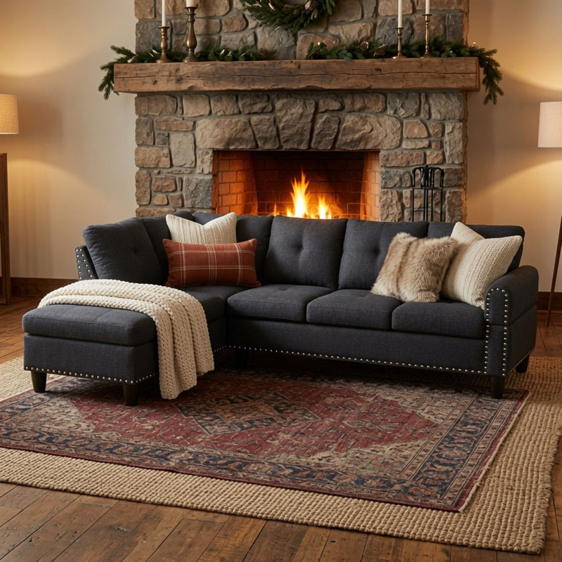 L - Shaped Sectional Sofa With Movable Left Chaise