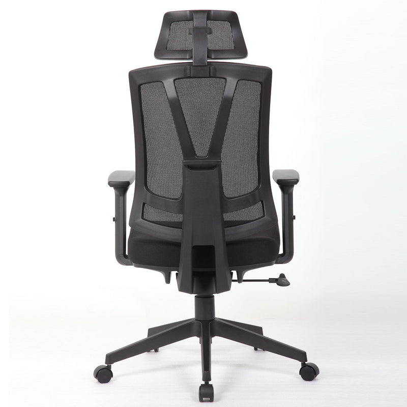 Office Chair With Adjustable Headrest & Back, High Back Swivel - Black