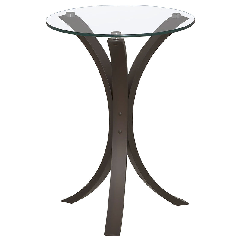 Helena - Round Glass Top Accent Side Table - Cappuccino