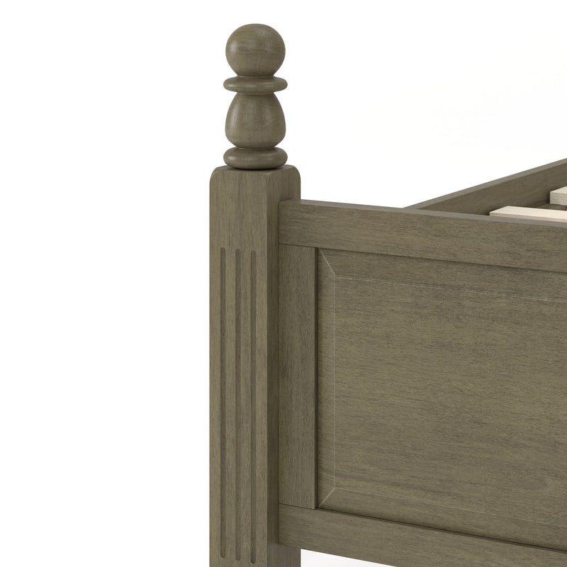 Farmhouse Platform Bed Frame With Tall Linen Upholstered Headboard
