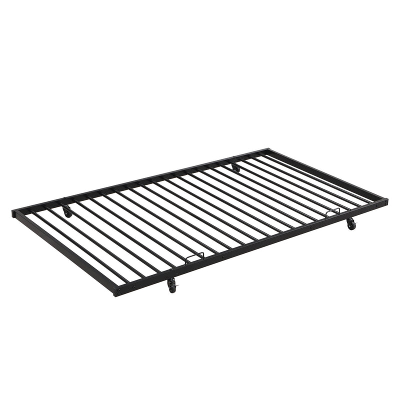 Twin Over Full Modern Metal Bunk Bed With Trundle - Black