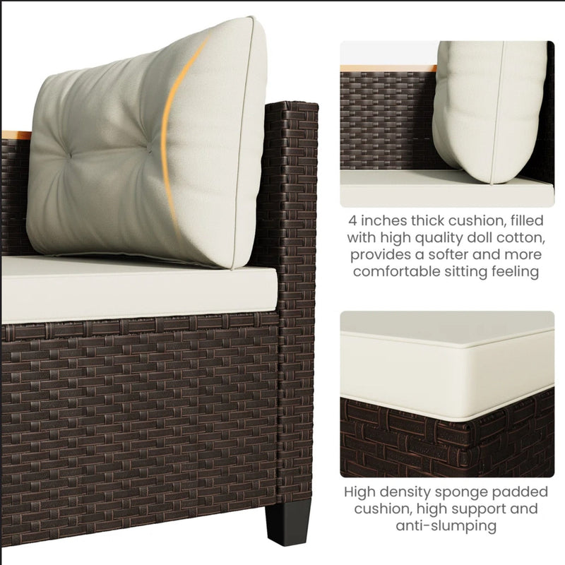 L-Shaped Patio Set With Cushions And Storage Table
