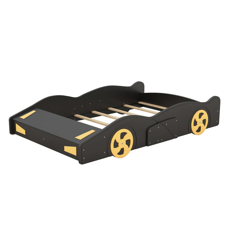 Race Car Shaped Platform Bed With Wheels And Storage