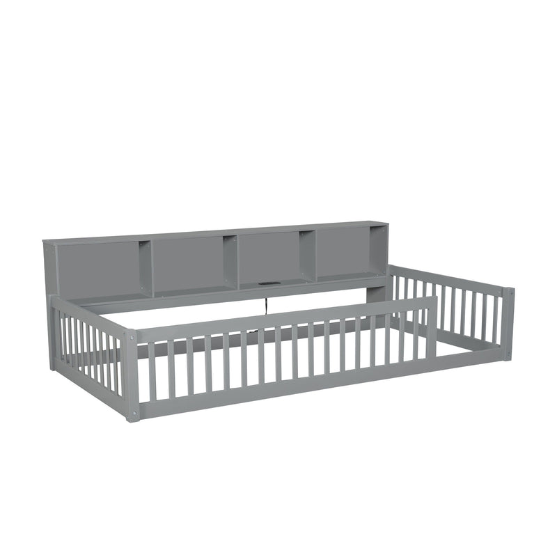 Floor Bed With Storage Cabinets And USB Ports