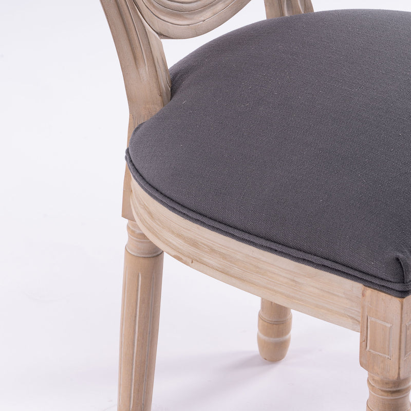 Dining Chairs, Upholstered With Round Back (Set of 2) - Gray