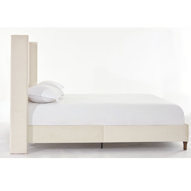Peyton - Upholstered Bed With 54" High Headboard, Traditional Hand Buttoned Tufting
