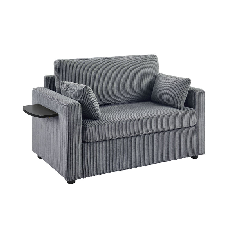 Sleeper Sofa With Foldable Mattress, USB Ports, Side Table & Storage Pocket