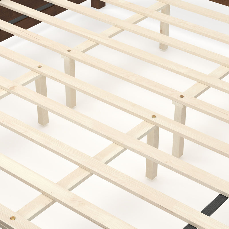 Farmhouse Platform Bed Frame & Tall Upholstered Headboard