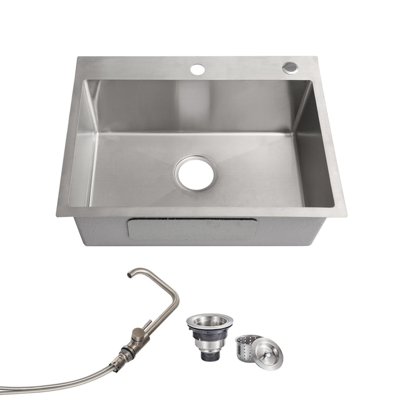 24" Stainless Steel Washing Sink With Faucet Hoses And Drain Head Only (Update) - Silver