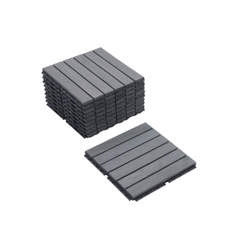 Interlocking Deck Tiles Striped Pattern, Waterproof Anti Mildew Brown