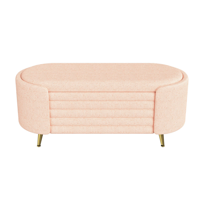 Modern Oval Storage Ottoman With Upholstery