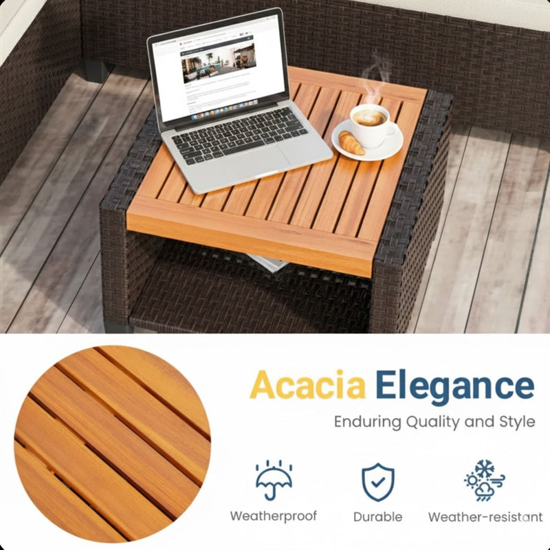 L-Shaped Patio Set With Cushions And Storage Table