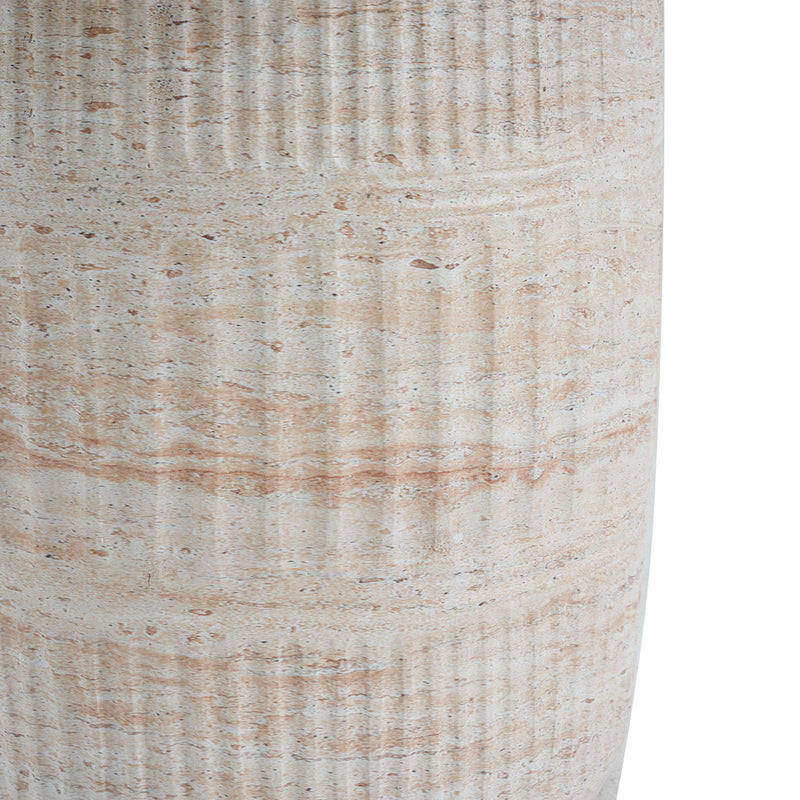 Stylish Outdoor / Indoor Lightweight Concrete Side Table With Travertine - Beige