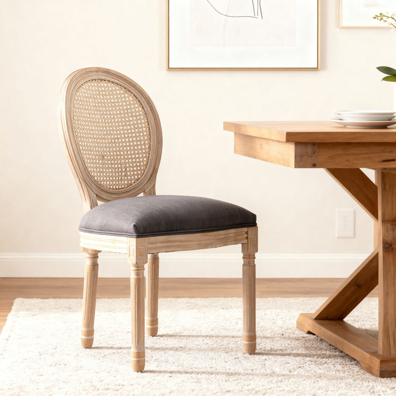 Dining Chairs, Upholstered With Round Back (Set of 2) - Gray