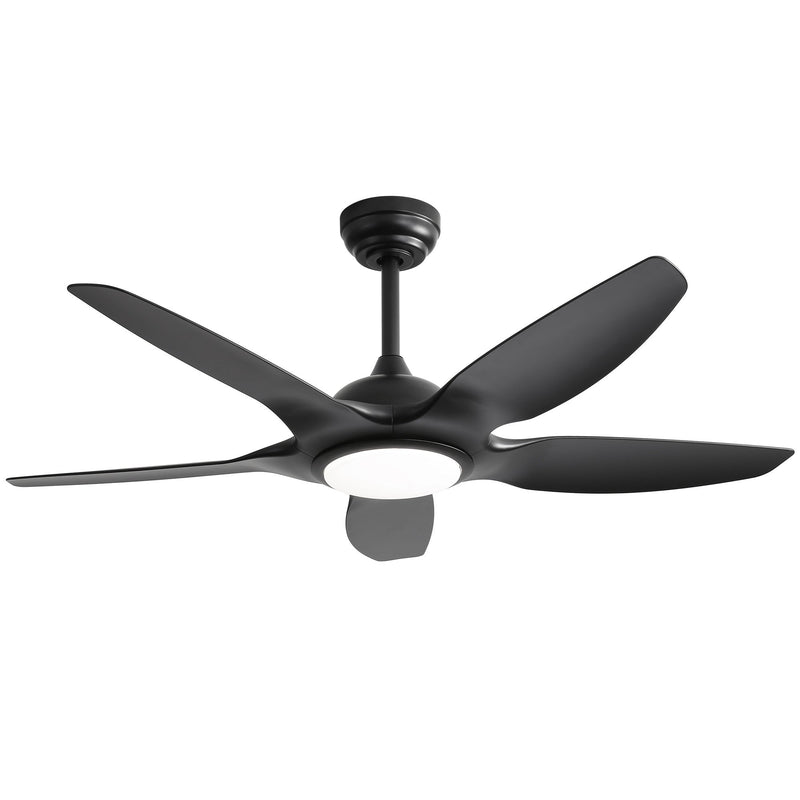 Ceiling Fan With Dimmable LED Light And Remote Control, 5 Blades DC Motor - Black