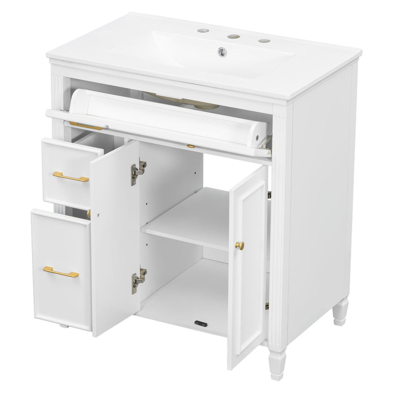 Freestanding Bathroom Vanity With Sink, Soft Close Door, Tip Out Drawer