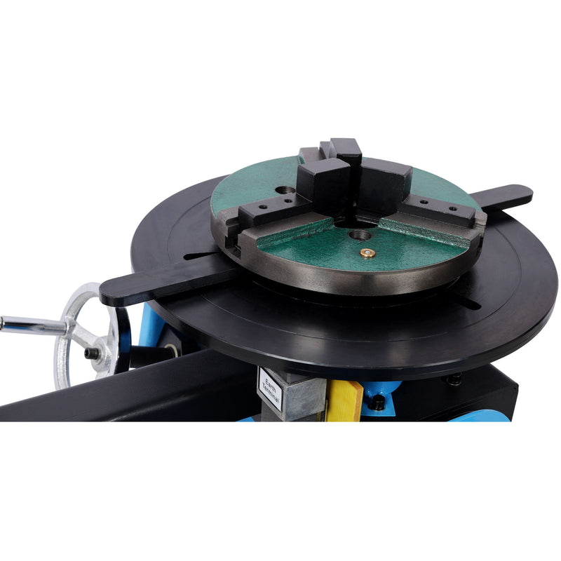 Heavy Duty Rotary Welding Positioner Turntable Table With Manual Tilt And 3 Jaw Lathe Chuck - Blue