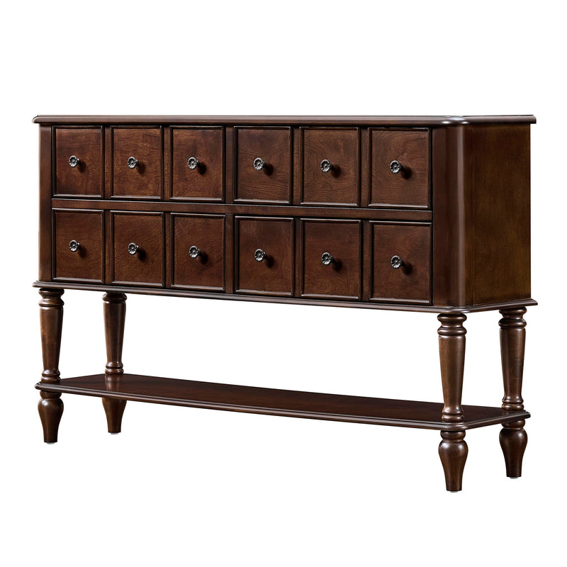 Console Table, Entryway Sofa Table With 4 Storage Drawers And Open Shelf - Espresso