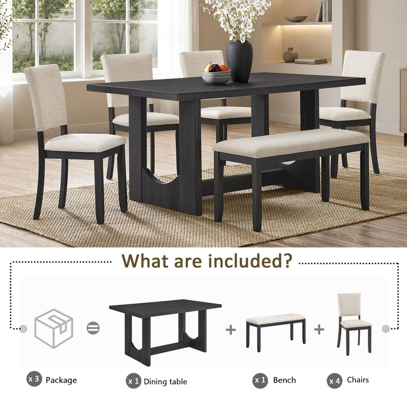 Dining Table Set, Rectangular Kitchen Table With Upholstered Chairs