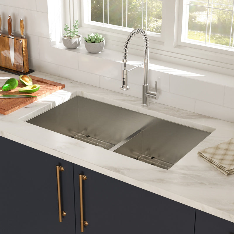 Modern Double Bowl Undermount Sink Design With 10" Deep Basins