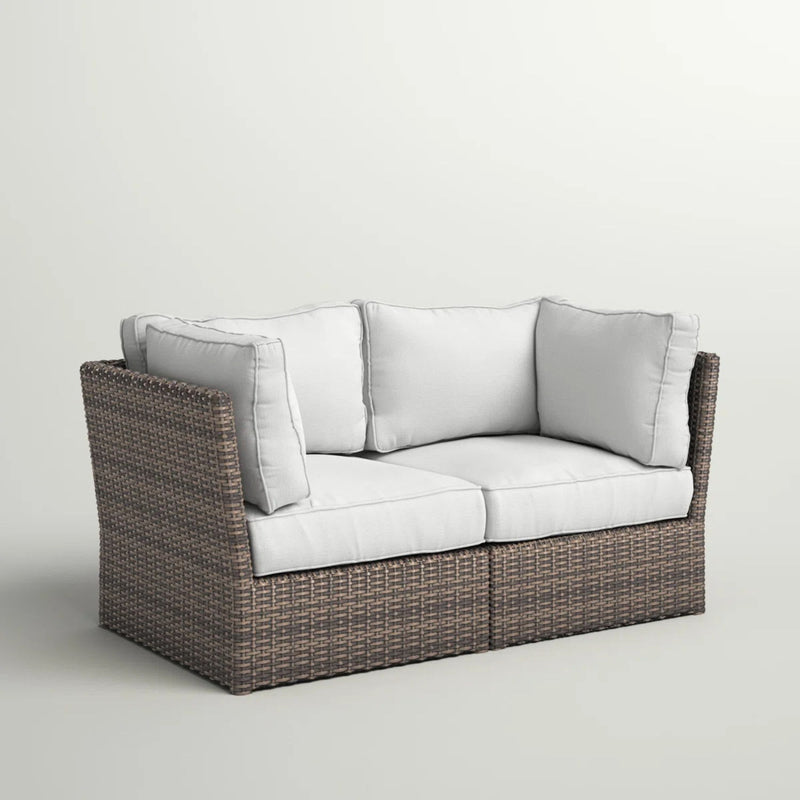 Modern Patio Wicker Loveseat With Cushions