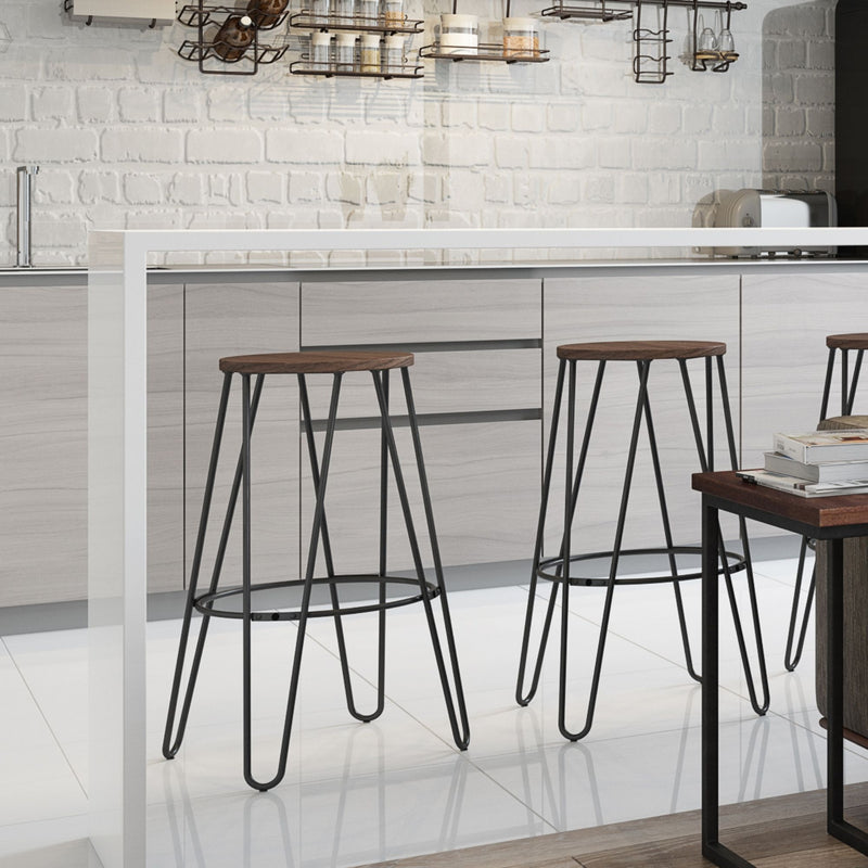 Simeon - Multifunctional Metal Stool With Wood Seat