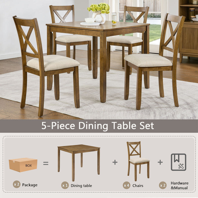 5 Piece Counter Height Dining Table Set With 4 Chairs