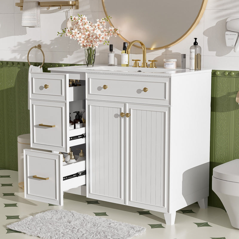 Bathroom Vanity With Sink, Soft Close Doors, Adjustable Shelves