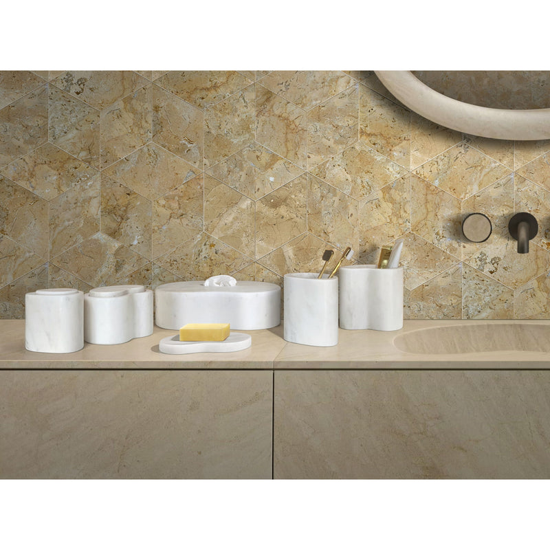 Elegant Natural Marble Bathroom Accessories Set