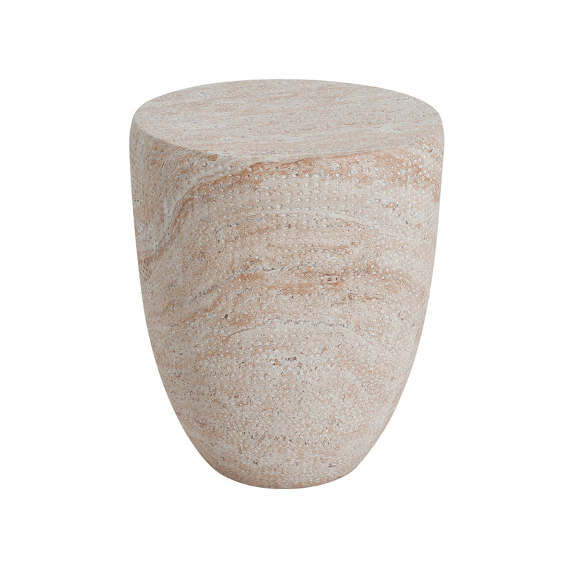 Outdoor / Indoor Lightweight, Concrete Side Table, Travertine - Beige