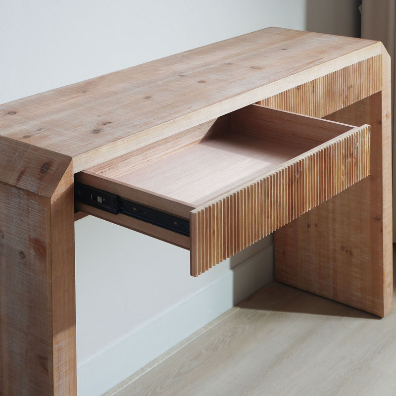 Rustic Modern Console Table With Drawer Storage - Natural Wood