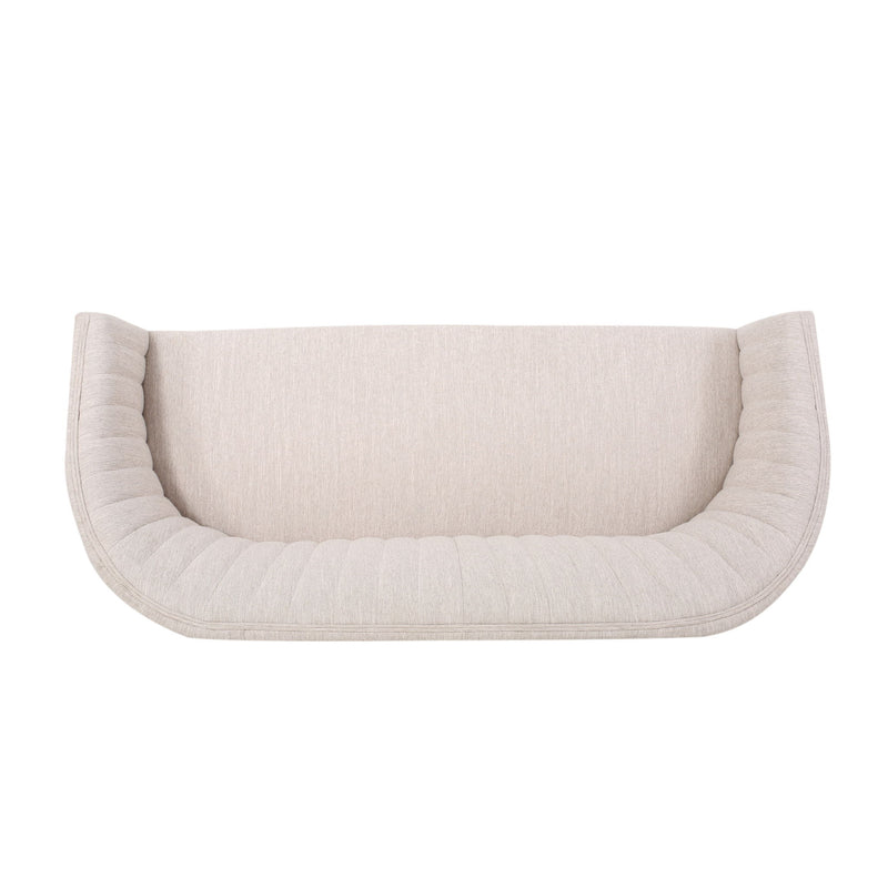 Mid Century Modern Loveseat With Channel Stitched Backrest