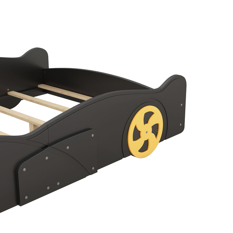 Race Car Shaped Platform Bed With Wheels And Storage