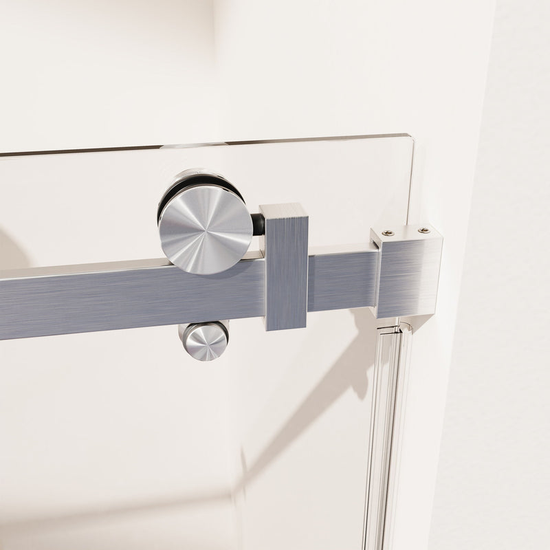 Frameless Single Sliding Shower Doors, 5 / 16" Thick Sgcc Tempered Glass - Brushed Nickel