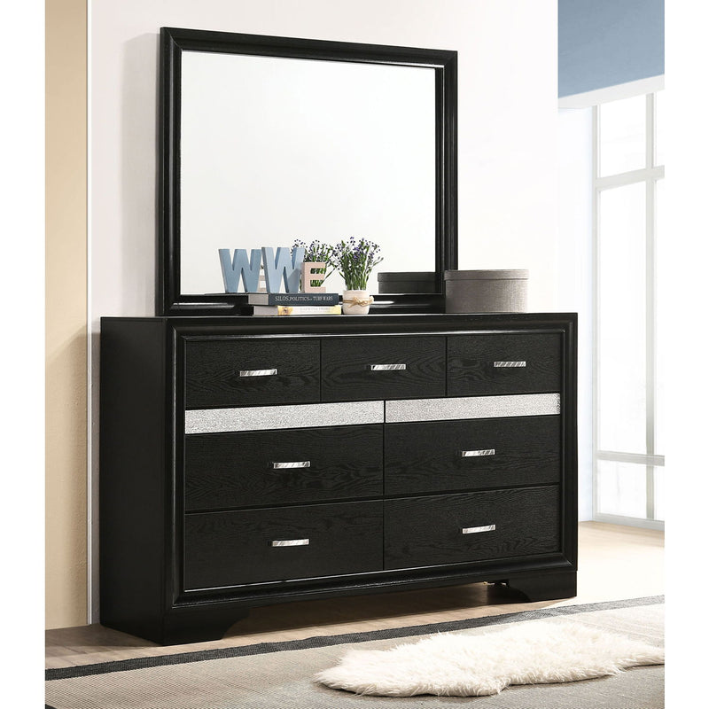 Annie - 7 Drawer Dresser With Mirror - Black