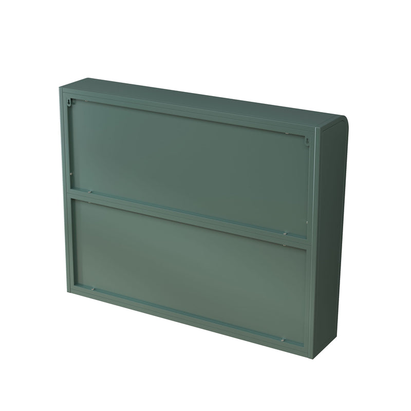 Arched Wall Mounted Cabinet, 3 Door Storage For Kitchen - Dark Green