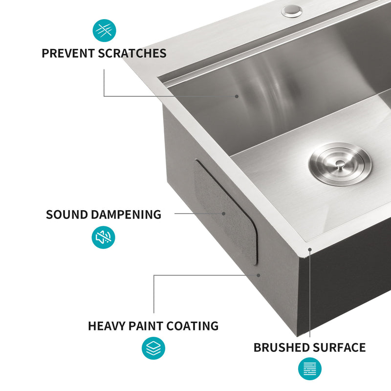 Drop In Kitchen Sink Stainless Steel 16 Gauge