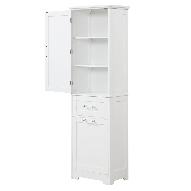 Tall Freestanding Bathroom Storage Cabinet With Adjustable Shelf And 2 Drawers