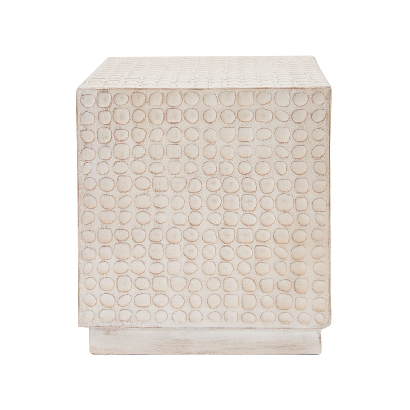 Chic Modern Mgo Cube Side Table With Fluted Design - Antique Brown