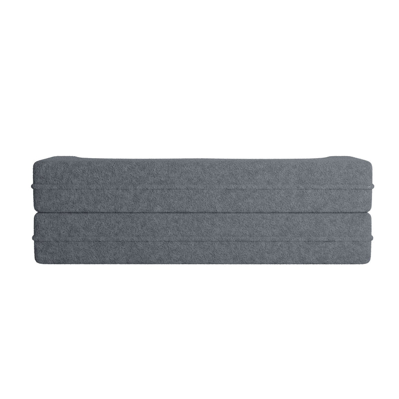 Modern Floor Sofa, With 2 Pillows, Convertible Teddy Fabric Foam Filled Bed