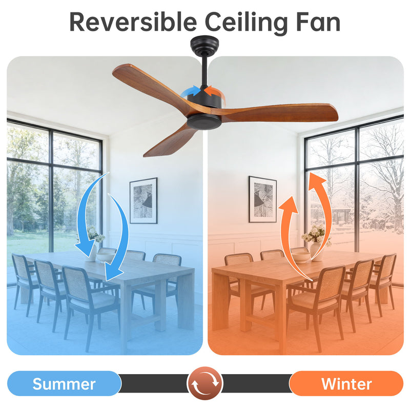 42" Ceiling Fan With DC Reversible Motor, 3 Blades, Timer Function