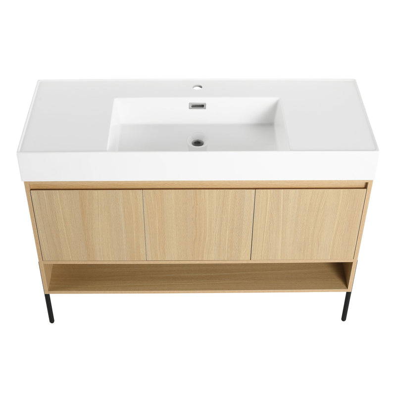 Modern Bathroom Vanity Combo With Single Resin Sink And Storage Cabinet