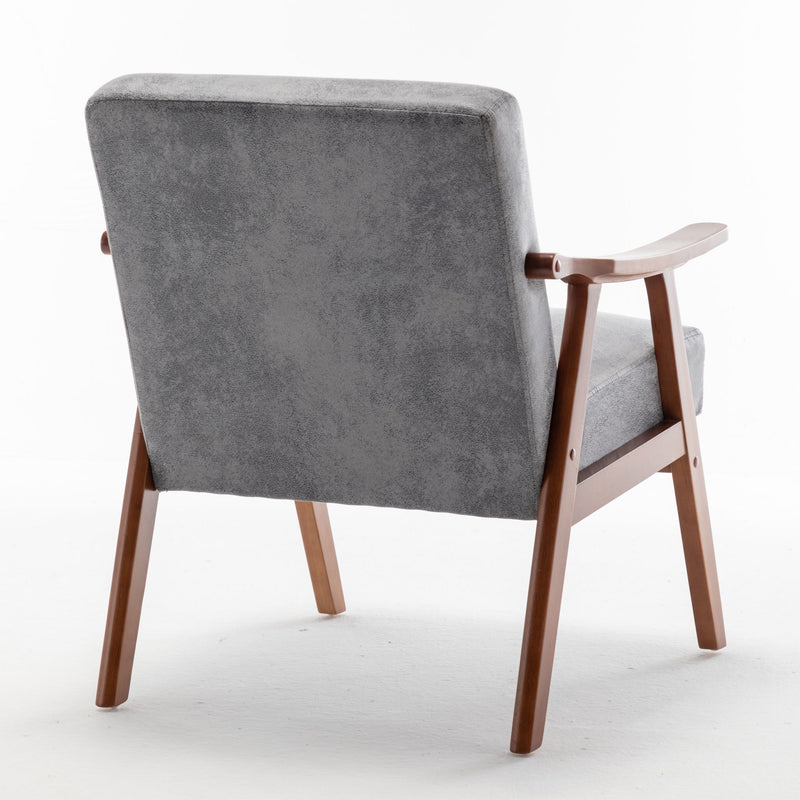 Mid Century Modern Accent Chair With Solid Wood Frame And Extra Thick Backrest