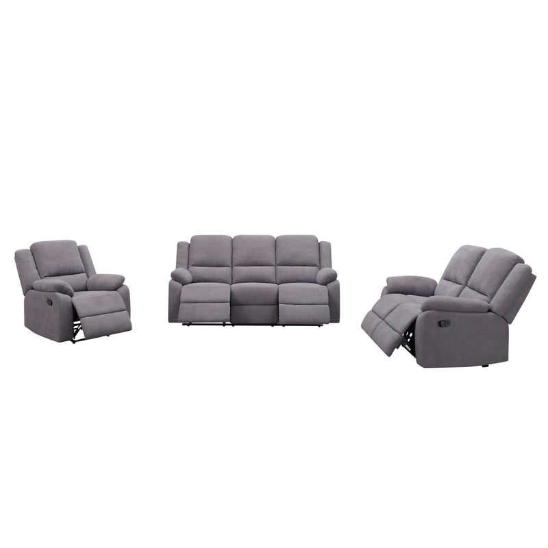 3 Piece Reclining Sofa Set With 150° Deep Recline, 3 Seat Couch, Loveseat & Single Recliner - Gray