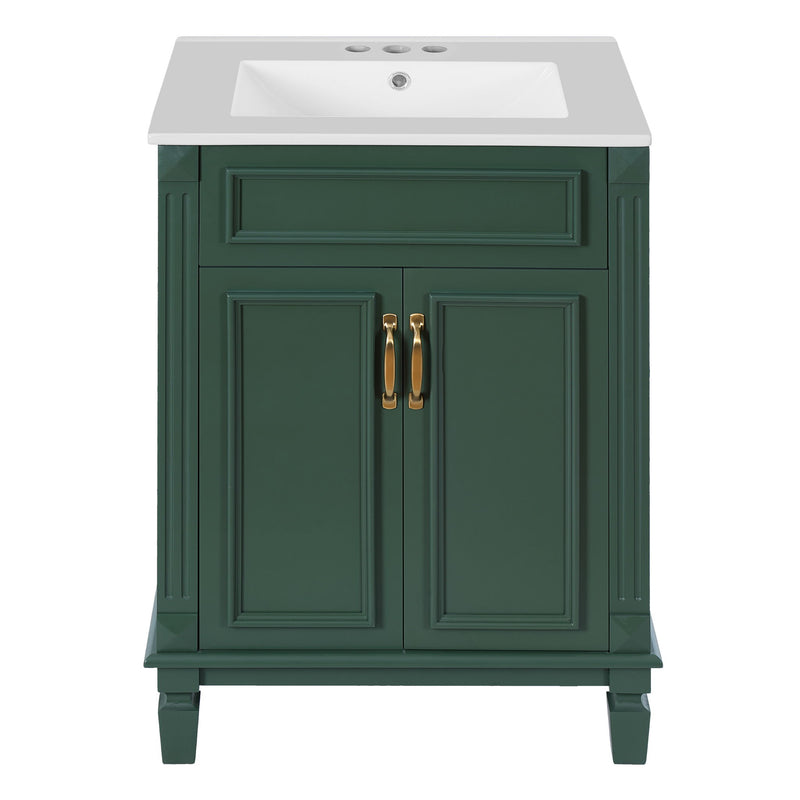 Bathroom Vanity With Top Sink, Cabinet With 2 Soft Closing Doors