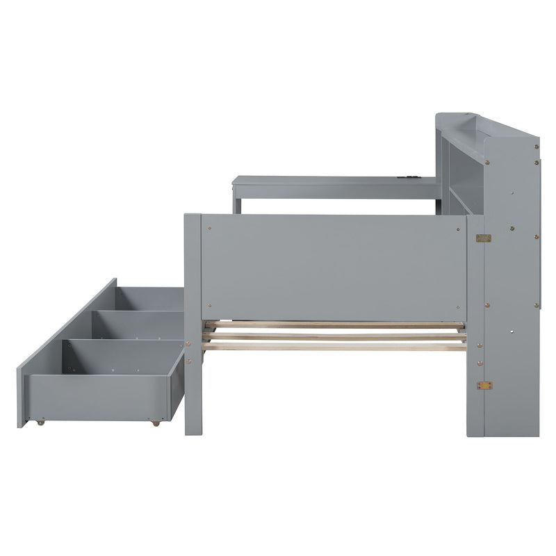 Daybed With 3 Drawers USB Ports And Desk