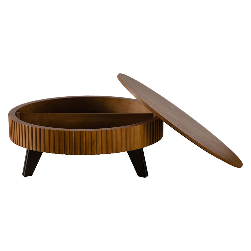 Round Retro Coffee With Solid Wood Legs