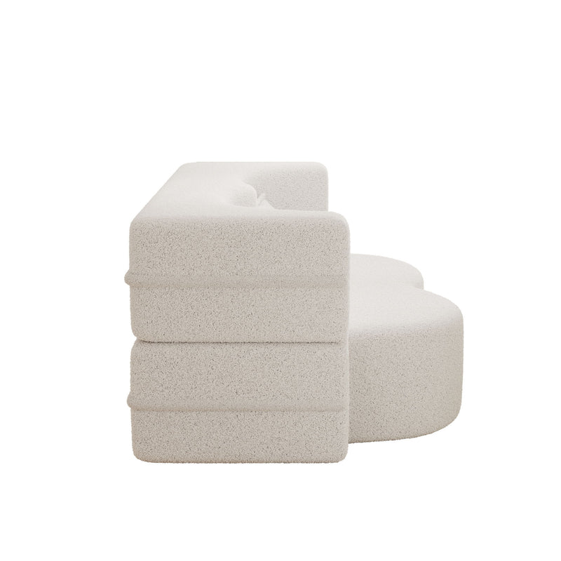 Modern Floor Sofa, With 2 Pillows, Convertible Teddy Fabric Foam Filled Bed
